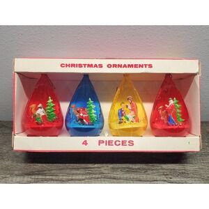 Jewelbrite Plastic Teardrop Ornaments In Original Box Nativity Wise Men Set Of 4